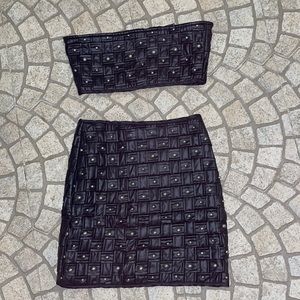 Black Studded Mini Skirt - Women's Fashion
